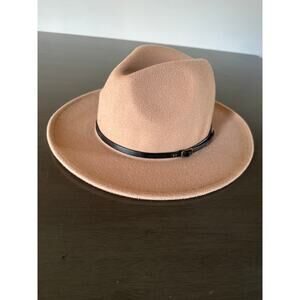 Lisianthus Classic Wool Fedora Wide Brim Hat Medium, Q Black Belt-khaki One Size